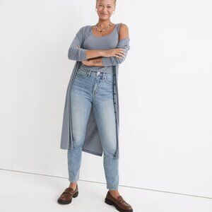 Madewell Duster Cardigan Sweater Small S Indigo Blue Longline Cotton / Modal
